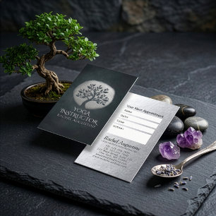 Carte De Rendez-vous Professeur de Yoga Méditation Reiki Arbre Noir Arg