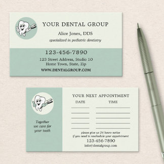 Carte de rendez-vous professionnelle pour dentiste