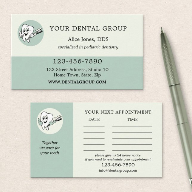 Carte de rendez-vous professionnelle pour dentiste (Créateur téléchargé)