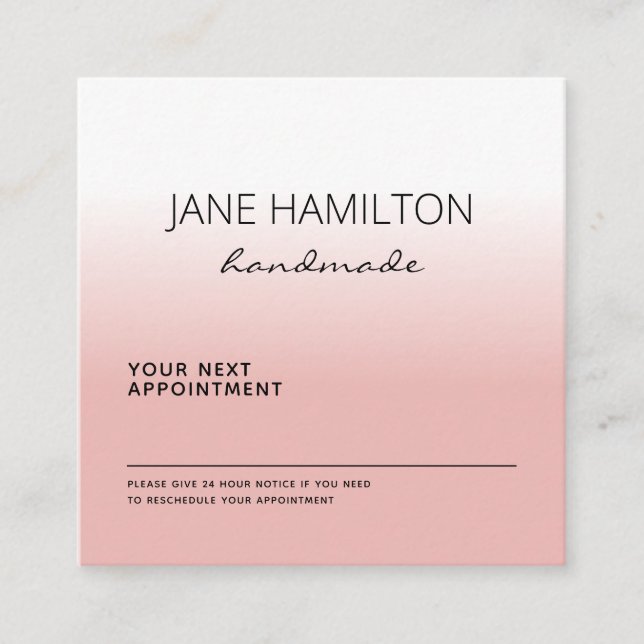 Carte de rendez-vous professionnelle rose logo per (Devant)