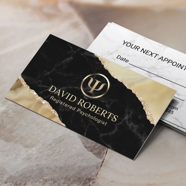 Carte De Rendez-vous Psychologue Conseiller Moderne Marbre Or Agate (Créateur téléchargé)