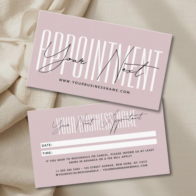 Carte De Rendez-vous rappel professionnel de typographie de script mode (Créateur téléchargé)
