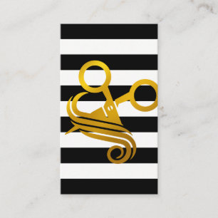 Carte De Rendez-vous Rayures   Ciseaux d'or