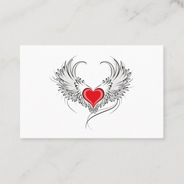 Carte De Rendez-vous Red Angel Coeur avec ailes (Devant)