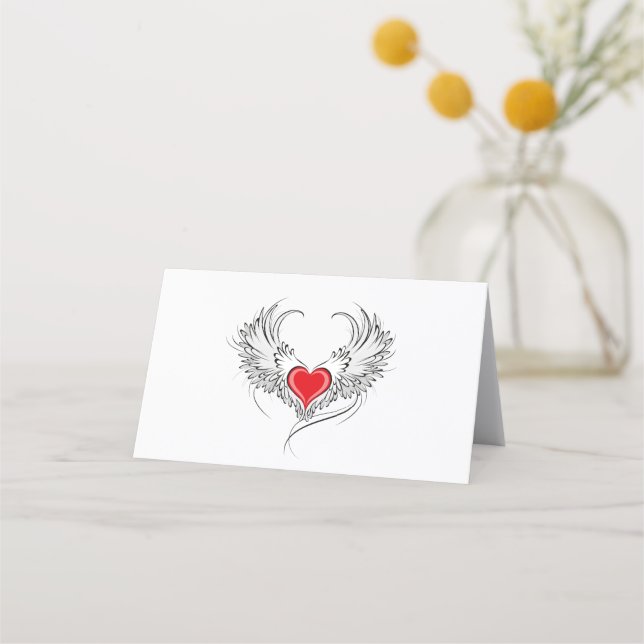 Carte De Rendez-vous Red Angel Coeur avec ailes (Devant)