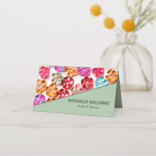 Carte De Rendez-vous Ressort tissu cousu artisanal Fleurs Multicolor