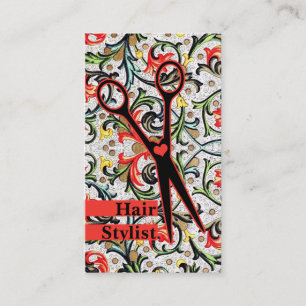 Carte De Rendez-vous rétro coiffeur floral vintage mignon de ciseaux