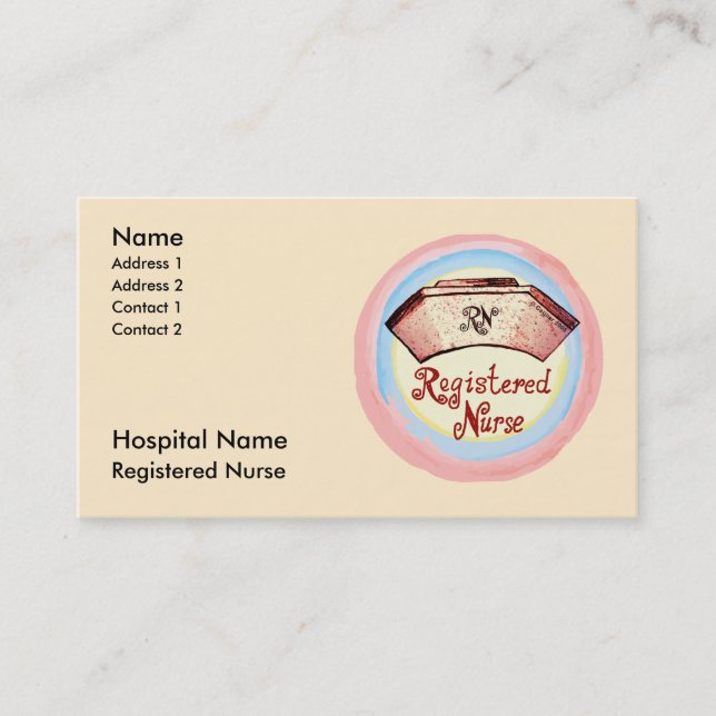 Carte De Rendez-vous Rétro RN Infirmière Casquette (Devant)