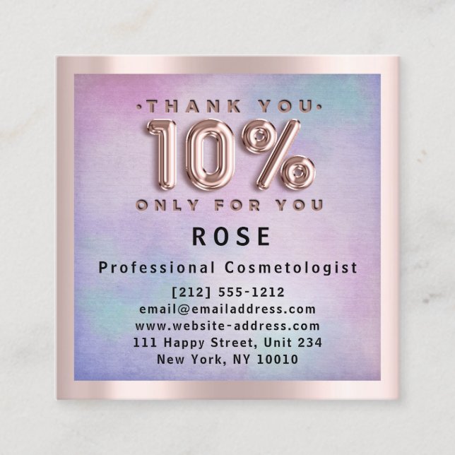 Carte De Rendez-vous Rose 10% De Réduction Logo Cheveux Rose Ombre (Devant)