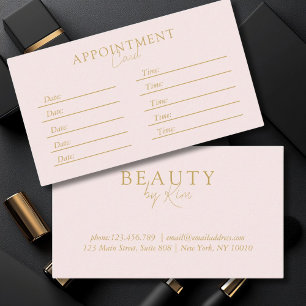 Carte De Rendez-vous Rose & Beige-Or, Élégant minimaliste, Salon