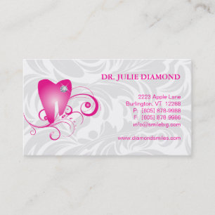 Carte De Rendez-vous Rose dentaire 2 de logo de dent de diamant de