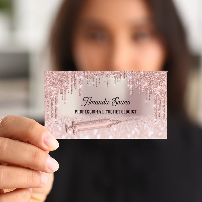 Carte De Rendez-vous Rose Drips Glitter Injection Botox Hyaluronic Acid (Créateur téléchargé)