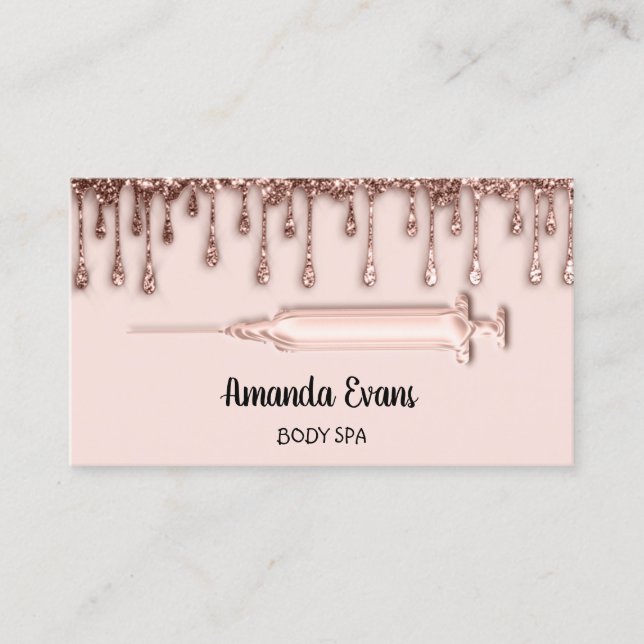 Carte De Rendez-vous Rose Drives Beauté Studio Wellness Botox Syringe (Devant)