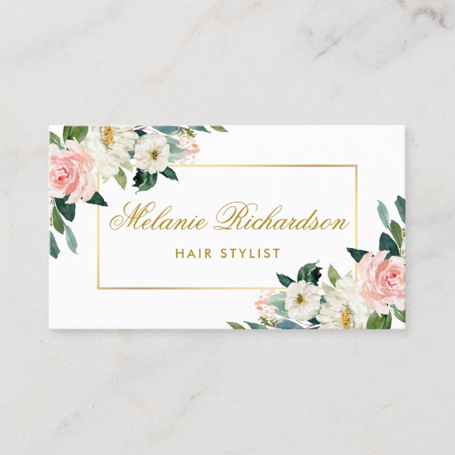 Carte de rendez-vous Rose Floral Gold (Devant)