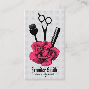 Carte De Rendez-vous rose girly de coiffeur vintage chic de styliste en