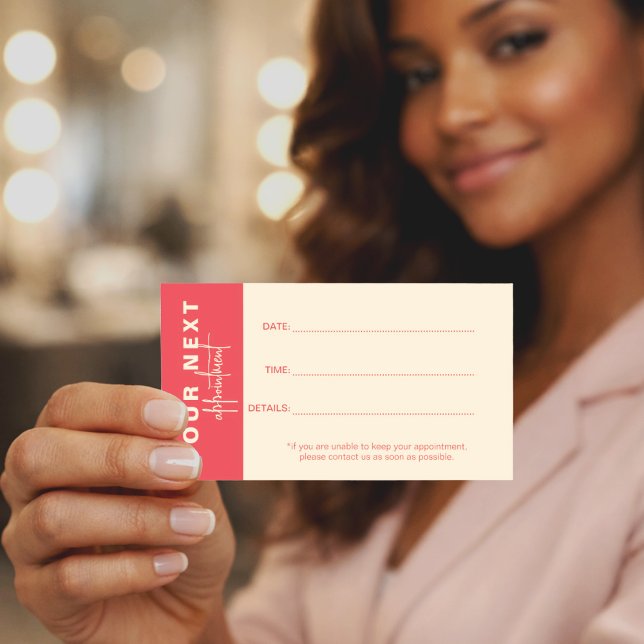 Carte De Rendez-vous Rose & Ivory Salon Appointment Card | Minimalist D (Créateur téléchargé)