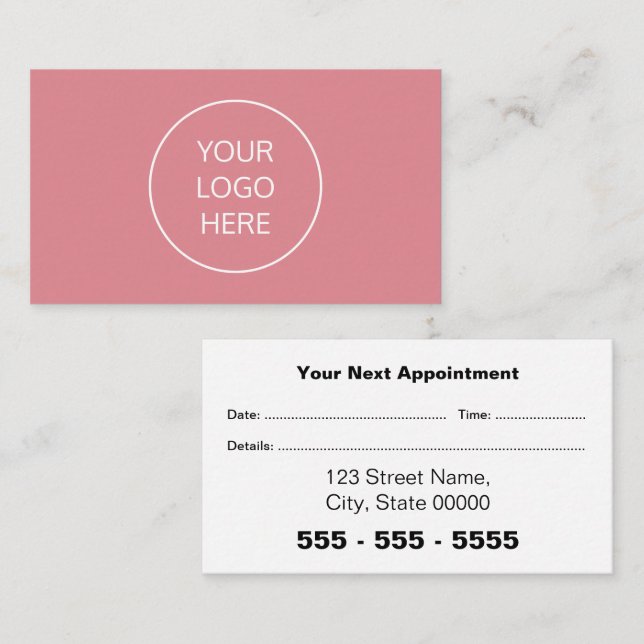 Carte de rendez-vous rose pâle du logo de l'entrep (Devant / Derrière)