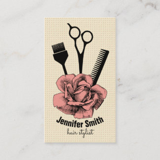 Carte De Rendez-vous rose vintage chic de coiffeur de styliste en