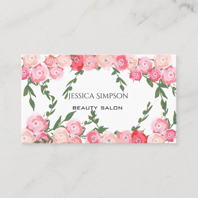 Carte De Rendez-vous Roses d'aquarelle simple en bois rouillé (Devant)