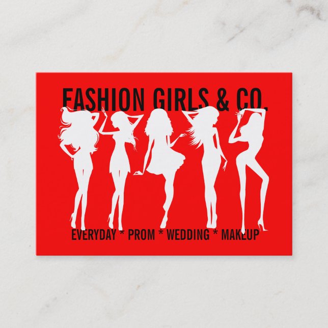Carte De Rendez-vous Rouge chic de bulle de 311 de mode silhouettes de (Devant)