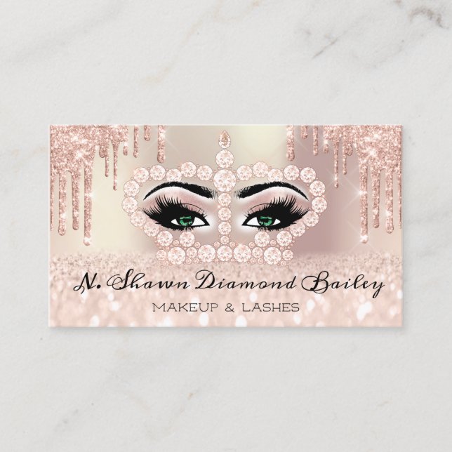 Carte De Rendez-vous Royal Princess Makeup Artist Lashes Rose Green (Devant)