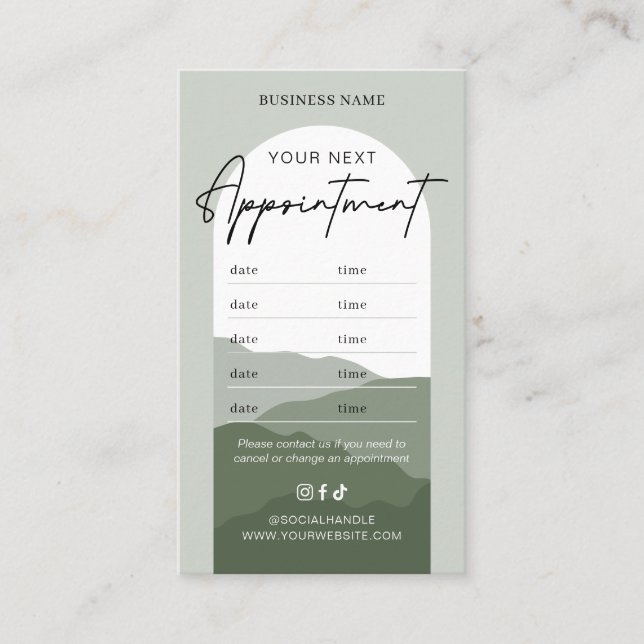 Carte De Rendez-vous Sage Green Boho Arch Logo Makeup Hair Salon (Devant)