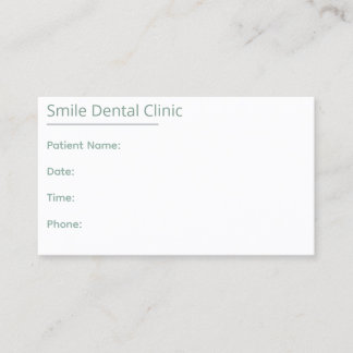 Carte De Rendez-vous Sage Green Dental Appointment Card One Line