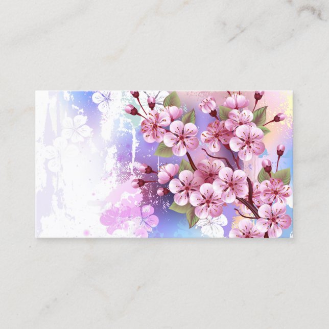 Carte De Rendez-vous Sakura rose sur la peinture Arrière - plan (Devant)