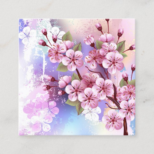 Carte De Rendez-vous Sakura rose sur la peinture Arrière - plan (Devant)