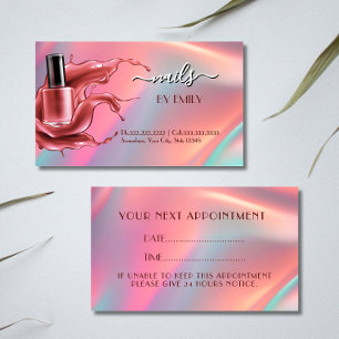 Carte De Rendez-vous Salon à ongles Polonais Bouteille Splash Pastel