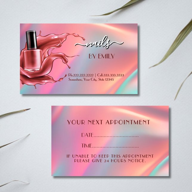 Carte De Rendez-vous Salon à ongles Polonais Bouteille Splash Pastel (Créateur téléchargé)