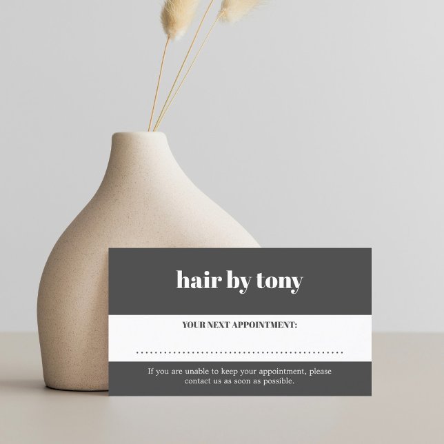 Carte De Rendez-vous Salon blanc gris foncé minimal gras (Créateur téléchargé)