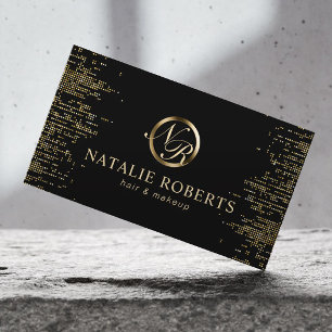 Carte De Rendez-vous Salon de beauté Script Monogramme Logo Gold Confe