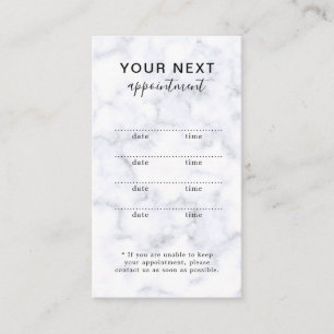 Carte De Rendez-vous Salon de Beauté Simple et Élégant en Marbre Blanc