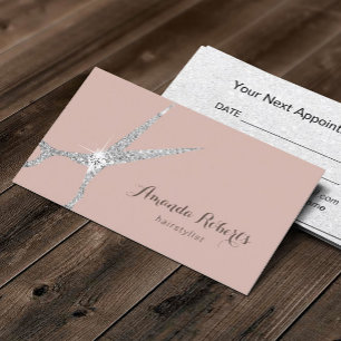 Carte De Rendez-vous Salon de cheveux Silver ciseau Dusty Rose Rendez-v