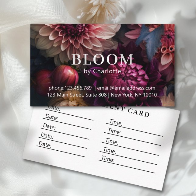 Carte De Rendez-vous Salon de Fleurs Moderne (Modern Flower Salon Appointment Card)