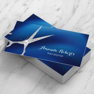 Carte De Rendez-vous Salon des cheveux Moderne Marine Blue & Silver Ren