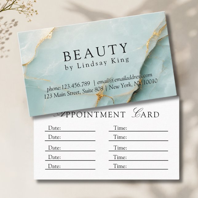 Carte De Rendez-vous Salon Élégant Marbre Bleu (Elegant Salon Blue Marble Appointment Card)