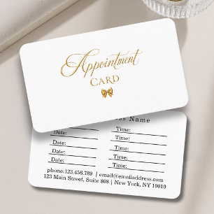 Carte De Rendez-vous Salon Élégant Ruban Doré Blanc