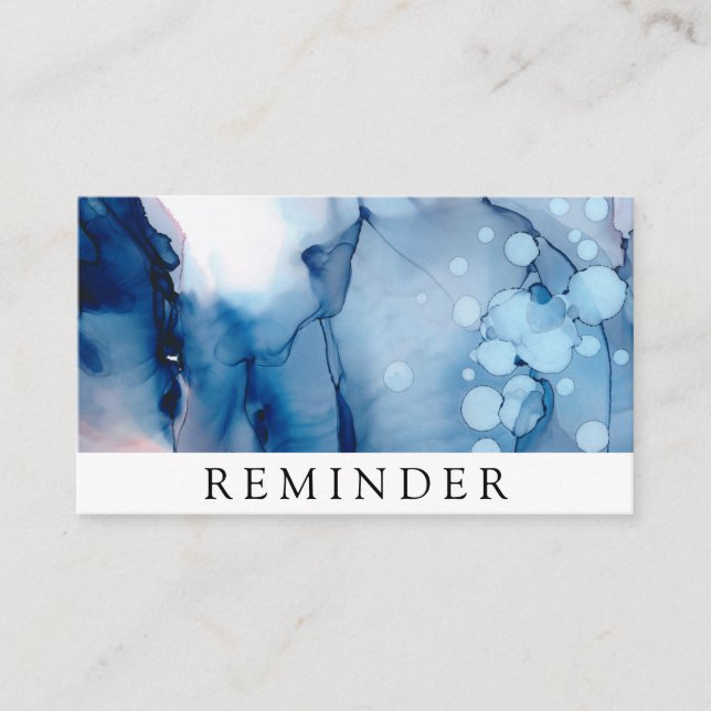 Carte De Rendez-vous *~* Salon & Spa Bleu Chic Abstrait Artiste (Devant)