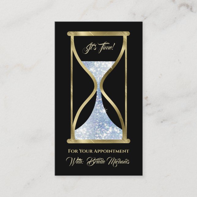 Carte De Rendez-vous Sapphire Parties scintillant Bleue Hourglass Cheve (Devant)