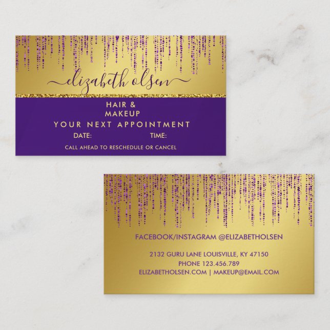 Carte De Rendez-vous Script de signature holographique Moderne Paillett (Devant / Derrière)