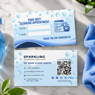 Carte De Rendez-vous Service de nettoyage professionnel bleu blanc mode