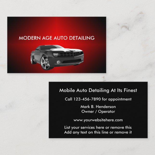Carte De Rendez-vous Services de detailing automobile (Devant / Derrière)