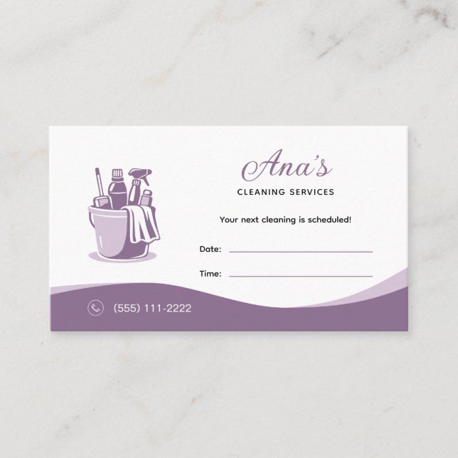 Carte De Rendez-vous Services de nettoyage de maison Mauve (Devant)