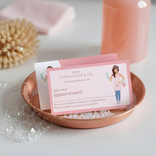 Carte De Rendez-vous Services De Nettoyage Et De Maîtrise De Jolies Fem (Modern Pretty Woman Cleaning & Maid Services Appointment Card)