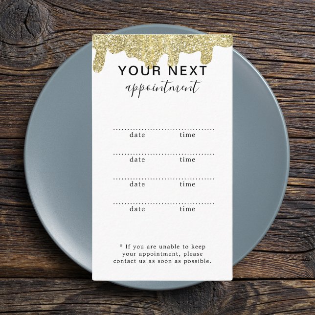Carte De Rendez-vous Signature holographique moderne Glam Parties scint (Holographic Signature Modern Glam Gold Glitter Appointment Card
)