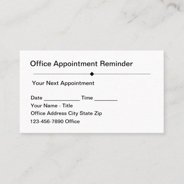 Carte De Rendez-vous Simple Budget And Bulk Office Appointment Cards (Devant)
