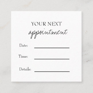 Carte De Rendez-vous Simple Elegant Black & White Appointment Card