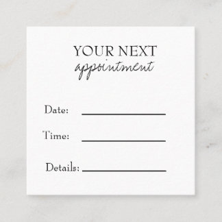 Carte De Rendez-vous Simple Elegant Black & White Appointment Card